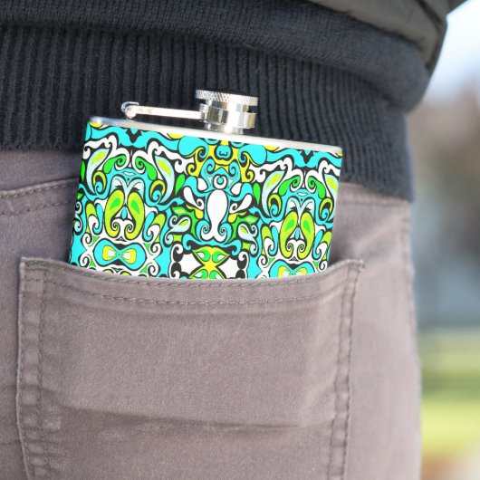 Retrodrehdoodle 60er 70er Vintager Stil Flachmann (Beispiel)