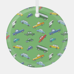 Retrofahrzeuge: Niedliches handGezeichnet Muster Ornament Aus Glas