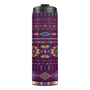 Retrofarben Stamm Vintag nahtlose navajo-Patrone Thermosbecher