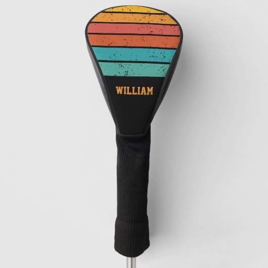 Retrofarben und -streifen Personalisiert Golf Headcover (Vorderseite)