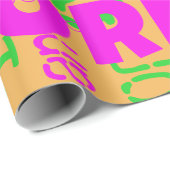 Retrofarben Wiederholungsname Orange Hot Pink Gree Geschenkpapier (Rolleneckpunkt)