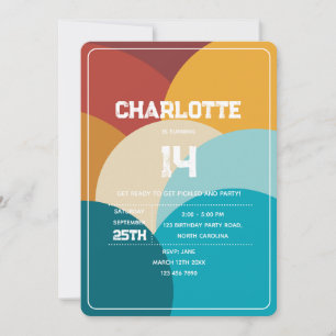 Retrofarbene Vintage Abstrakte Kunst Geburtstagspa Einladung