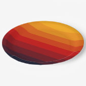 Retrofarbener Regenbogen Pappteller (Schrägansicht)