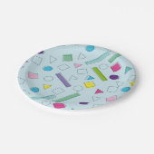 Retrofarbenfrohe geometrische Formen Pappteller (Schrägansicht)