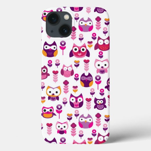 Retrofarbenfrohe Uhvogelmuster Case-Mate iPhone Hülle (Rückseite)
