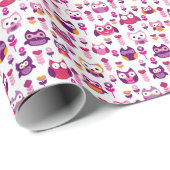 Retrofarbenfrohe Uhvogelmuster Geschenkpapier (Rolleneckpunkt)
