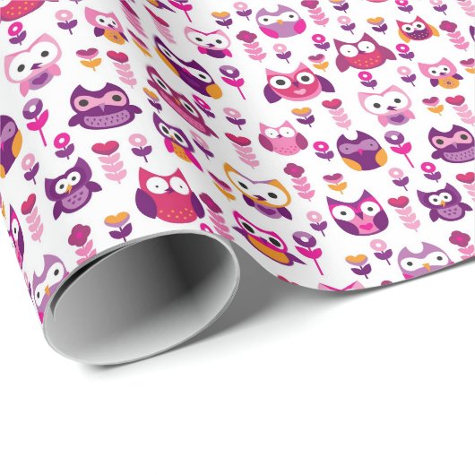 Retrofarbenfrohe Uhvogelmuster Geschenkpapier (Rolleneckpunkt)