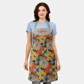 Retrofloral Aquamarin Gold Red Schürze (Getragen)