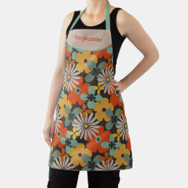 Retrofloral Aquamarin Gold Red Schürze