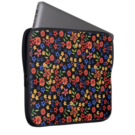 Retrofloral Miniprint Maßgeschneiderter Laptop-Sie Laptopschutzhülle (Vorne Rechts)