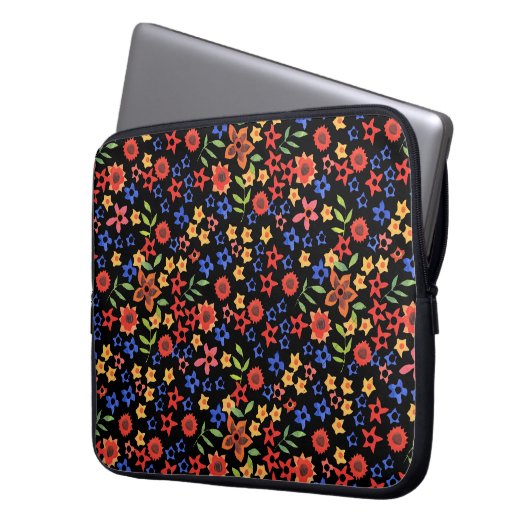 Retrofloral Miniprint Maßgeschneiderter Laptop-Sie Laptopschutzhülle (Vorderseite Links)