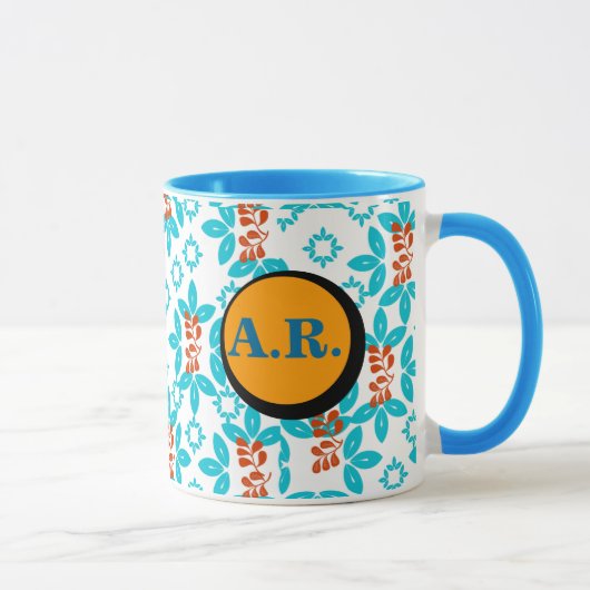 Retrofloral Mit Monogramm Tasse (Rechts)