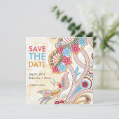 Retrofloral Save the Date (Stehend Vorderseite)