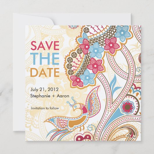 Retrofloral Save the Date (Vorderseite)