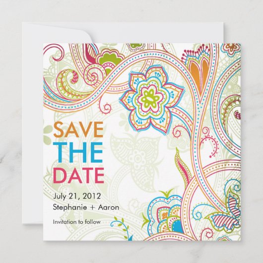 Retrofloral Save the Date (Vorderseite)