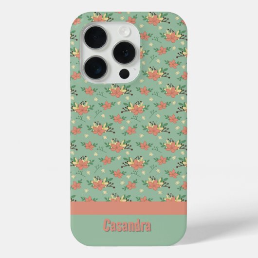 Retroflorale Autumn green pattern custom Case-Mate iPhone Hülle (Rückseite)