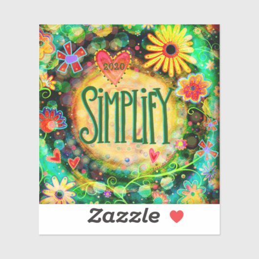 Retroflorale Moderne vereinfachen ein Wort Aufkleber (Blatt)