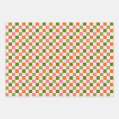 Retroflorale und Karton rosa orange grün Geschenkpapier Set (Vorderseite)