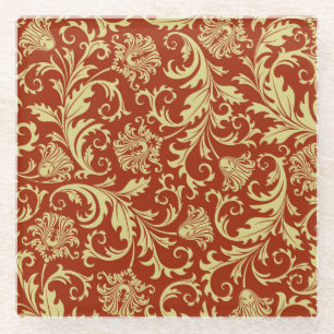 Retrofloralen: Vintager Musterhintergrund. Glasuntersetzer