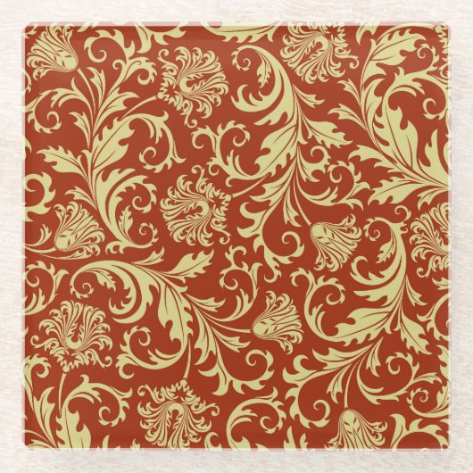 Retrofloralen: Vintager Musterhintergrund. Glasuntersetzer (Vorderseite)