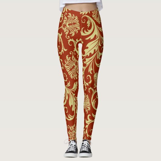 Retrofloralen: Vintager Musterhintergrund. Leggings (Vorderseite)