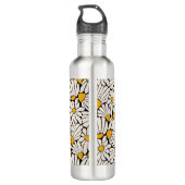 Retrofloraler schwarzer gelber Block Edelstahlflasche (Rückseite)