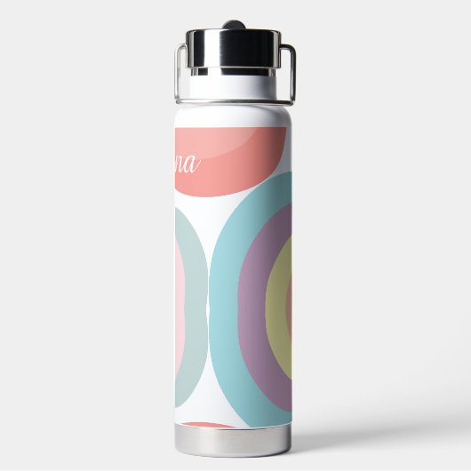 Retroformen - pastellfarbener Regenbogenskriptname Trinkflasche (Hinten)