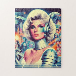 Retrofuturismus Science-Fiction Frau Puzzle