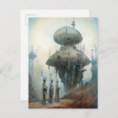 Retrofuturistische Raumschiffe Science Fiction Kun Postkarte (Vorne/Hinten)