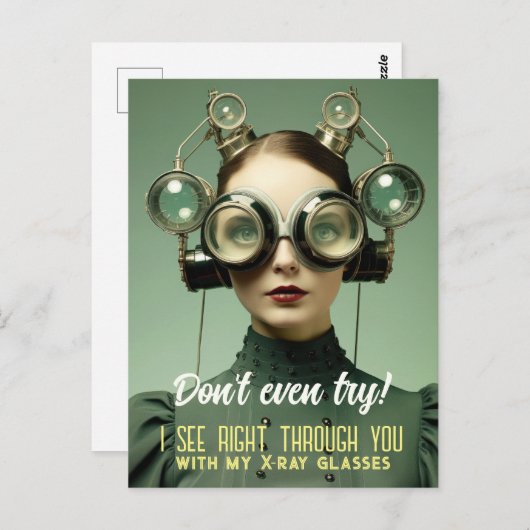 Retrofuturistische X-Ray-Vision - Sehen Sie sich d Postkarte (Vorne/Hinten)