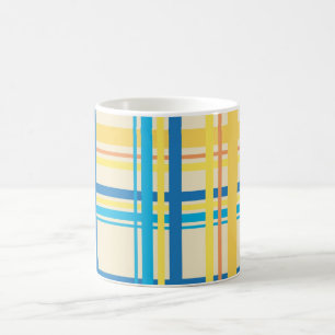 Retrogelb, blau, braun Streifen Muster Kaffeetasse