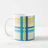 Retrogelb, blau, braun Streifen Muster Kaffeetasse (Links)