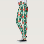 Retrogeometrie der roten und Aquamarinen Weihnacht Leggings (Links)