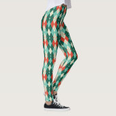 Retrogeometrie der roten und Aquamarinen Weihnacht Leggings (Rechts)