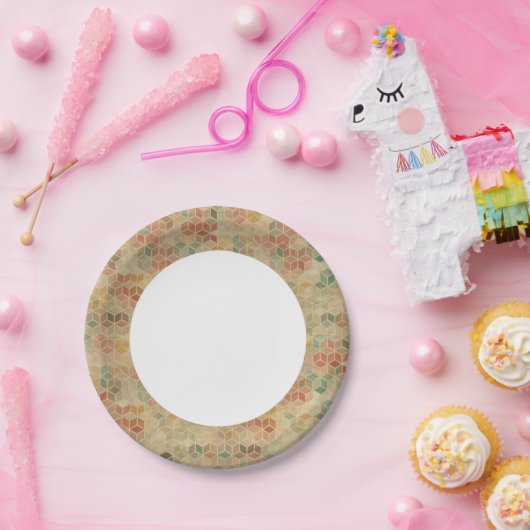 retrogeometrisches Muster 5 Pappteller (Party)