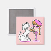 Retrogirl und Haustier Magnet (Vorderseite/Rückseite)