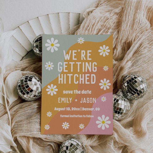 Retrogroovy 70er Jahre Save the Date Einladung