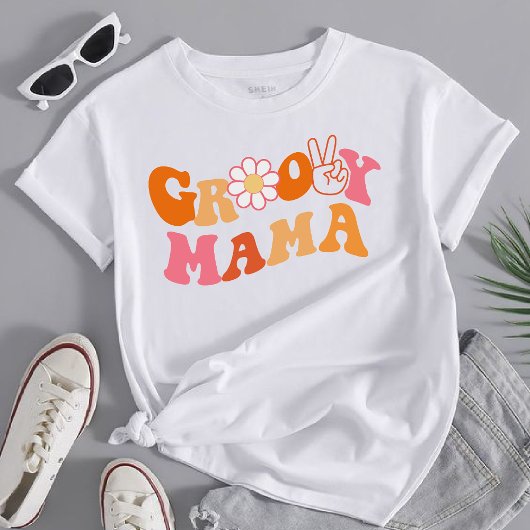 Retrogroovy mama Erste Geburtstagsmatching T-Shirt