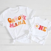 Retrogroovy mama Erste Geburtstagsmatching T-Shirt