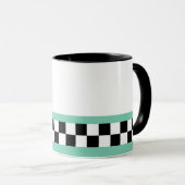 Retrogrün gestreifte Schachbretter Tasse (VorderseiteRechts)