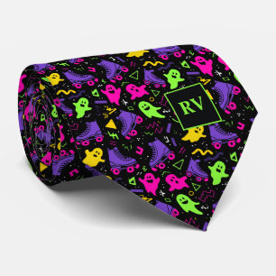 RetroHalloween Spuk Arcade Vibes Mit Monogramm Krawatte