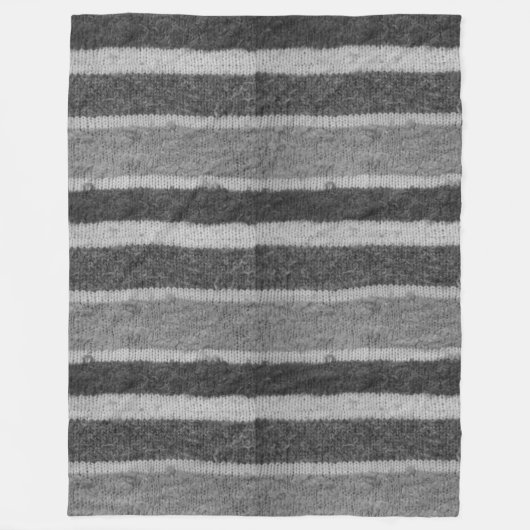 Retrohandgestrickte schwarz-weiße Streifen Fleecedecke (Vorderseite)