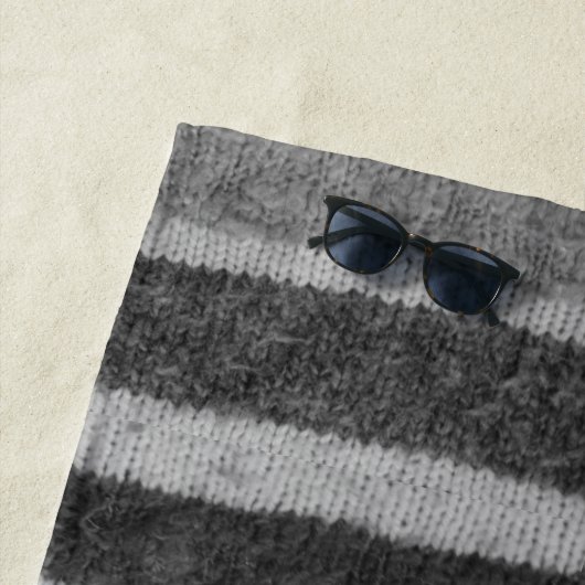 Retrohandgestrickte schwarz-weiße Streifen Strandtuch (Beispiel)