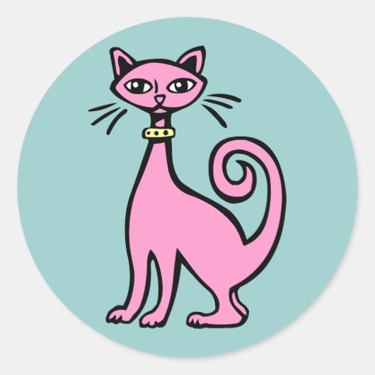 Retrokatze - Maßgeschneiderte Runder Aufkleber (Vorderseite)