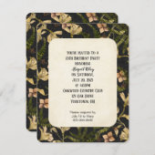 Retrolienmuster auf schwarzem Party laden ein Einladung (Vorne/Hinten)