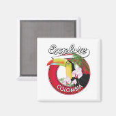 Retrologo für Kolumbien entdecken Magnet (Vorderseite/Rückseite)