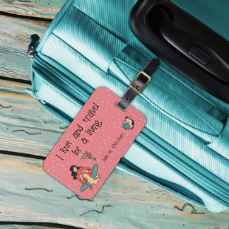 Retrolook der Girl aus rosa Punktgrün Gepäckanhänger