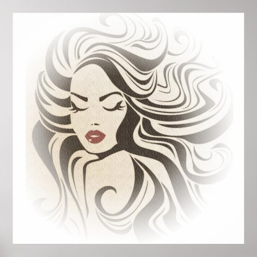 Retromädchen mit Haarstyling Poster (Vorne)