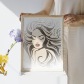 Retromädchen mit Haarstyling Poster