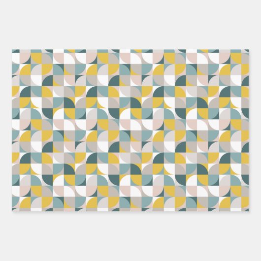 RetroMod Patterns Aqua Teal Blue Blush Pink Yellow Geschenkpapier Set (Vorderseite)
